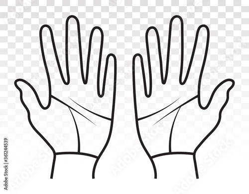 Palmist / palmistry with two human hands line art icon fo apps or websites
