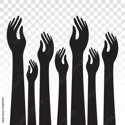 People raised hands / kids raising hands flat icon for apps and websites