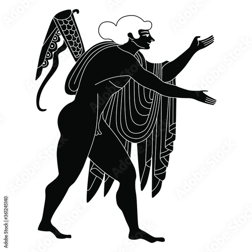 Ancient Greek god Apollo. Black and white silhouette.