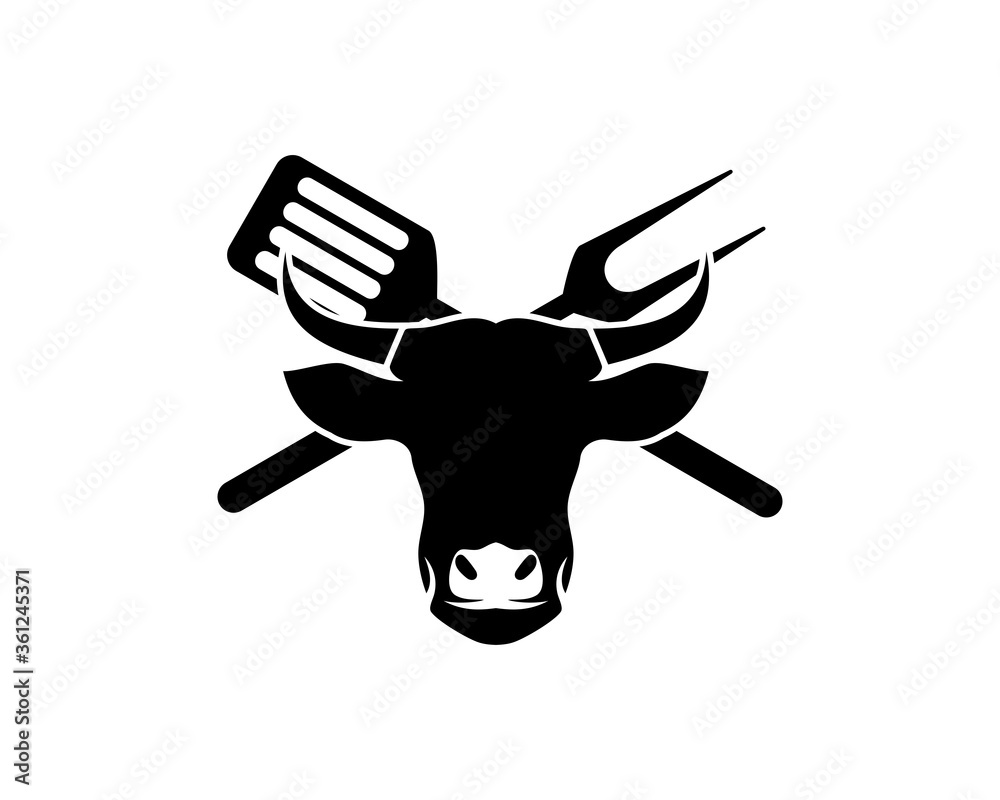 Cow head with spatula barbecue fork Cow head with spatula barbecue fork