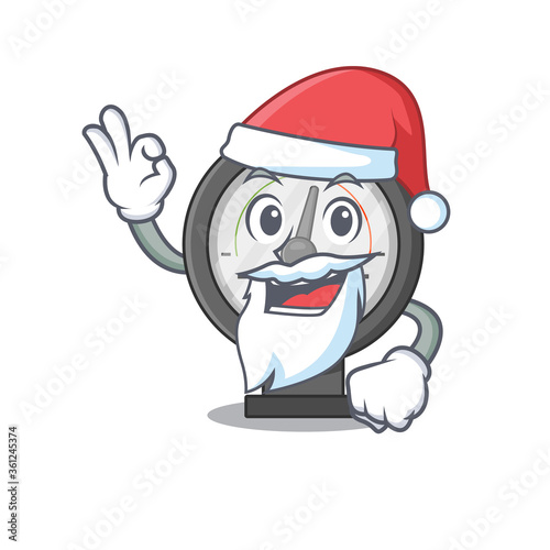 cartoon character of pressure gauge Santa with cute ok finger © kongvector