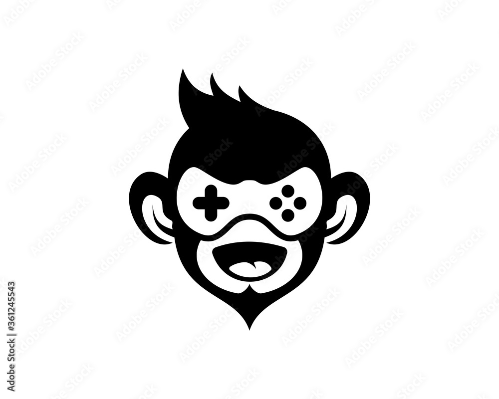 Gamers monkey face silhouette