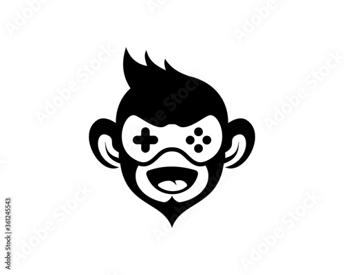 Gamers monkey face silhouette