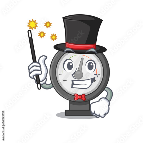 A smart Magician of pressure gauge caricature design style