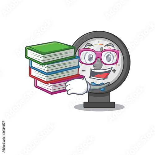 Pressure gauge student mascot design read many books when study at home