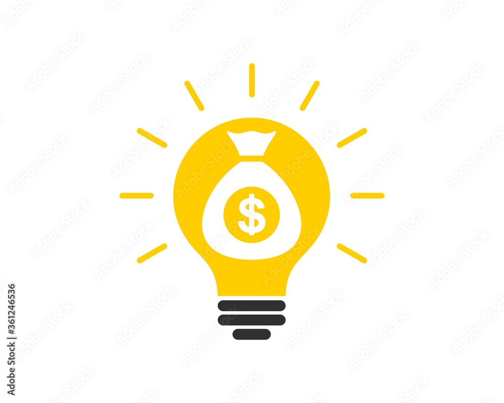 Shinning bulb with money symbol inside Shinning bulb with money symbol inside