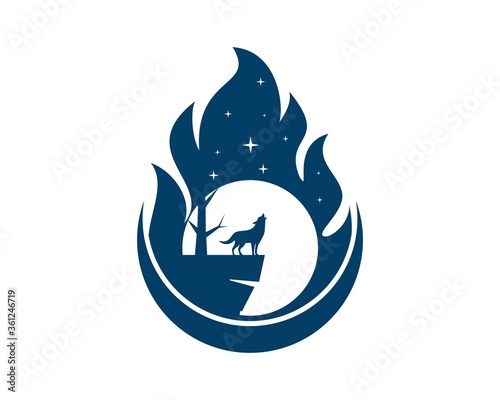 Fire ball with wolf howling inside