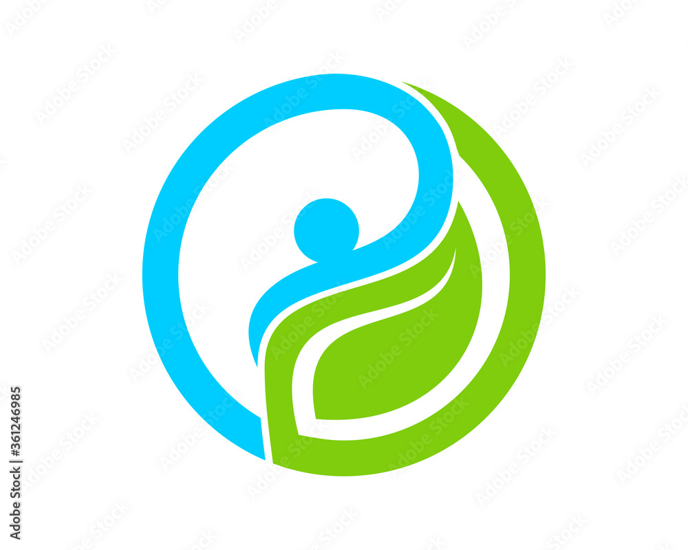 People care with green leaf in the circle People care with green leaf in the circle