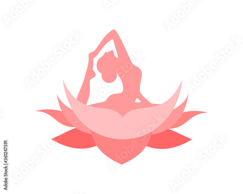 Women yoga with lotus flower