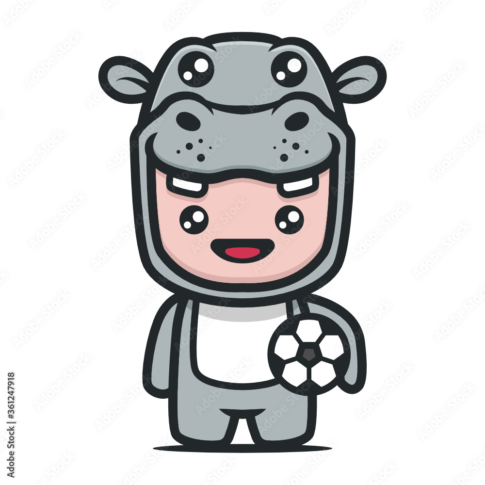 Cute Hippo mascot with school student theme design illustration Cute Hippo mascot with school student theme design illustration