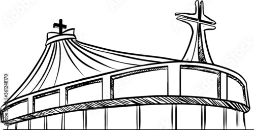 Digital caricature of the Basilica of Guadalupe