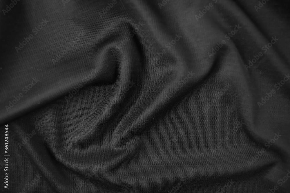 Obraz premium Background texture black cloth. Abstract dark wavy soft. Fabric is wrinkled. Fashion luxury style.