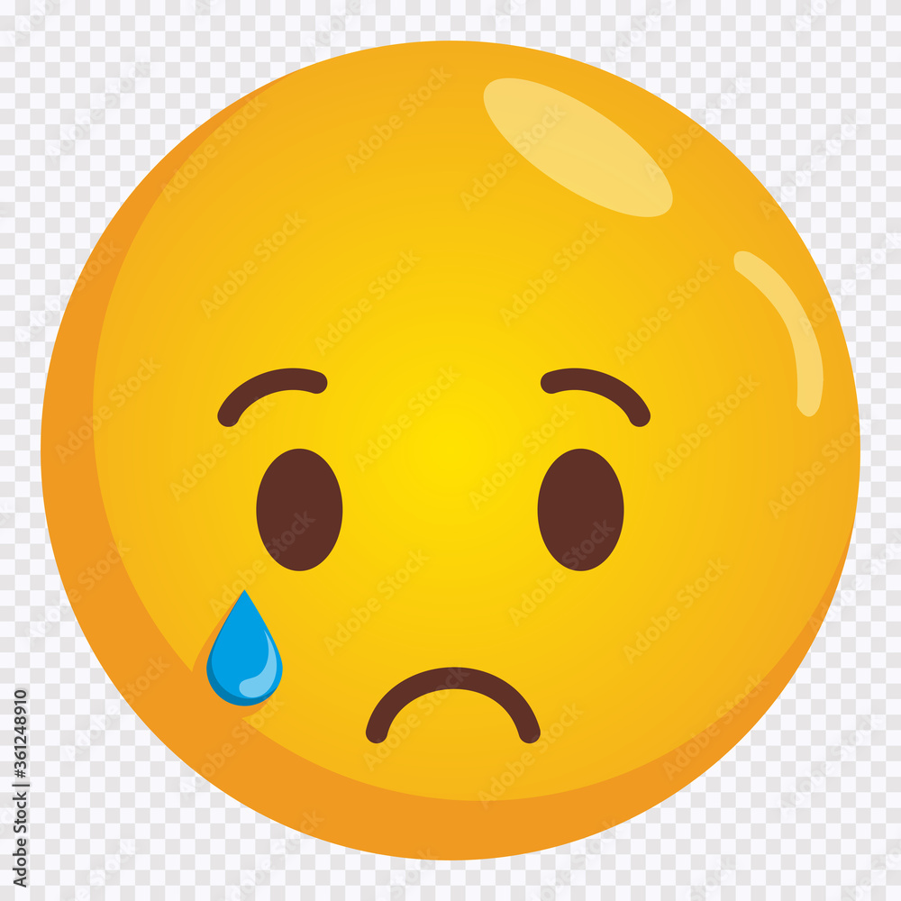Fototapeta premium The yellow face emoji glowing sad Emoticon flat. vector illustration