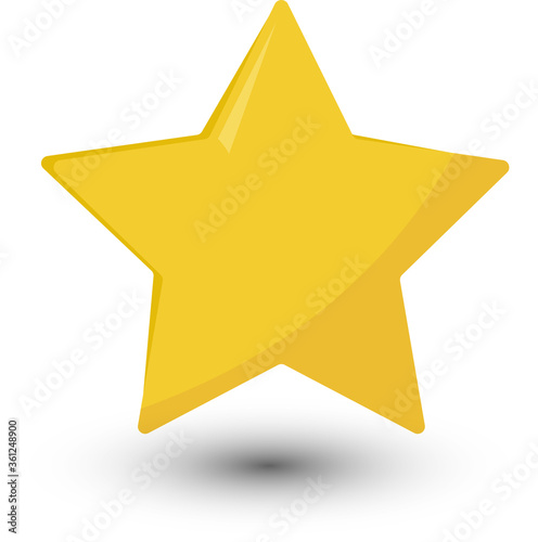 The yellow star rating glowing emoticon flat. vector illustration
