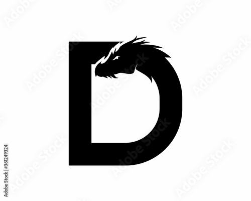 D Letter with head dragon logo