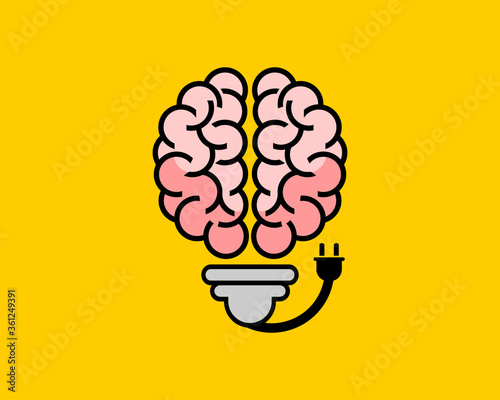 Brain with light bulb shape