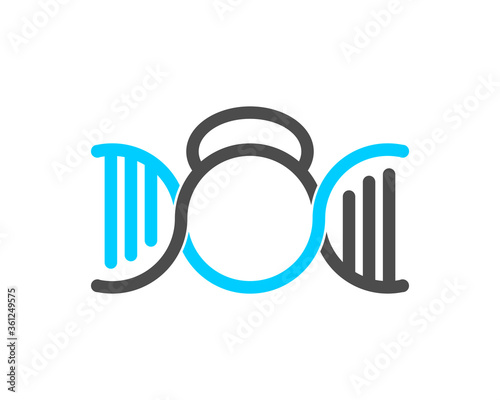 Kettle bell and DNA symbol