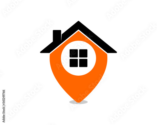 Pin location with roof and window