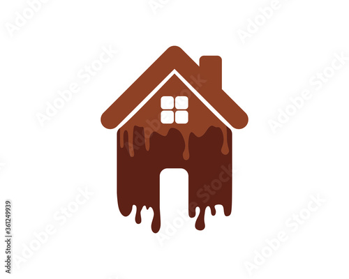 Chocolate house with melted chocolate