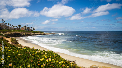 Empty beach at the La Jolla cove California, due to covid-19 pandemic  photo