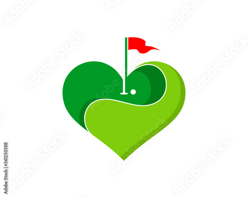 Love golf sport with heart shape