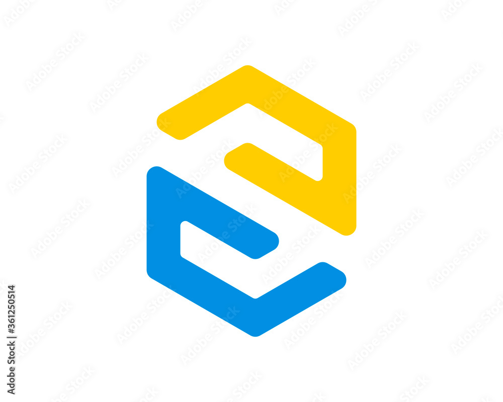 S Letter with hexagon line
