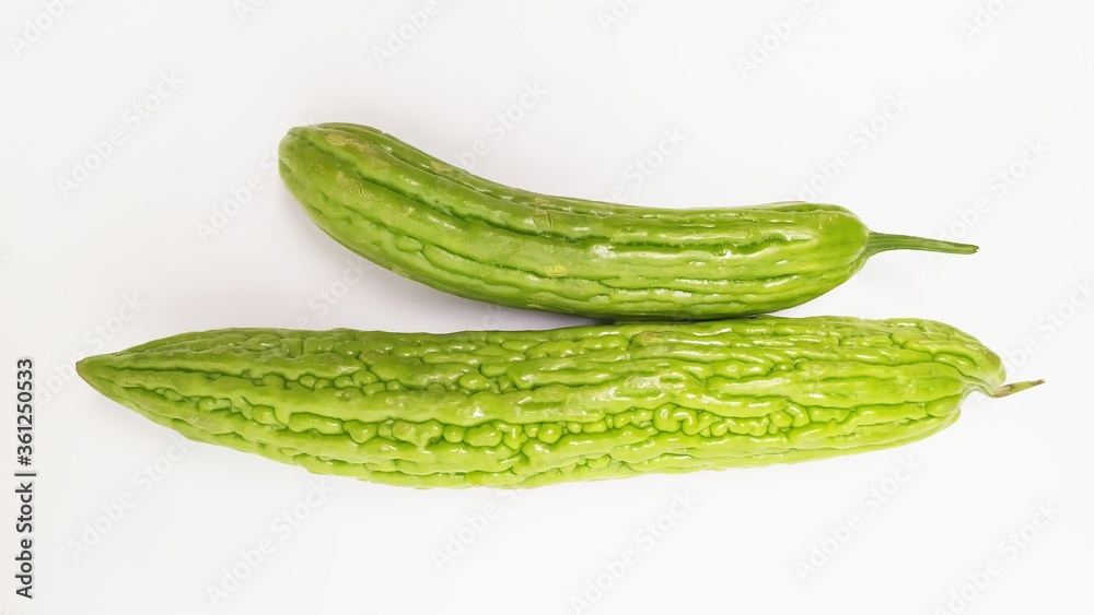 Green peria or pare or bitter melon isolated on white background Green peria or pare or bitter melon isolated on white background