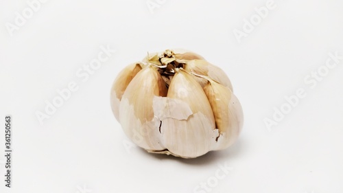 Close up garlic or bawang putih isolated on white background