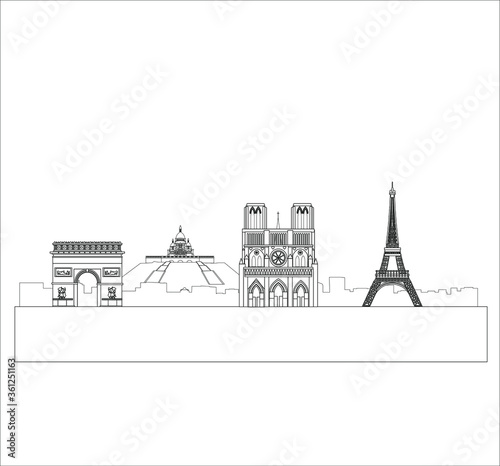 Fototapeta Naklejka Na Ścianę i Meble -  Paris city skyline in France. illustration for web and mobile design.