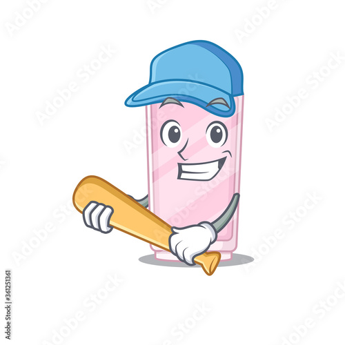 Cool perfume caricature picture design playing baseball