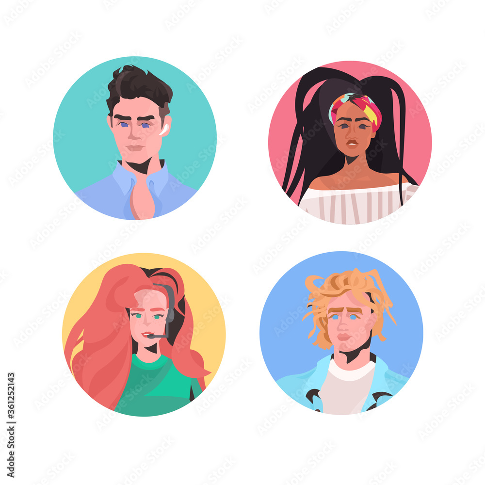 set mix race people profile avatars beautiful man woman faces male female cartoon characters collection portrait vector illustration set mix race people profile avatars beautiful man woman faces male female cartoon characters collection portrait vector illustration