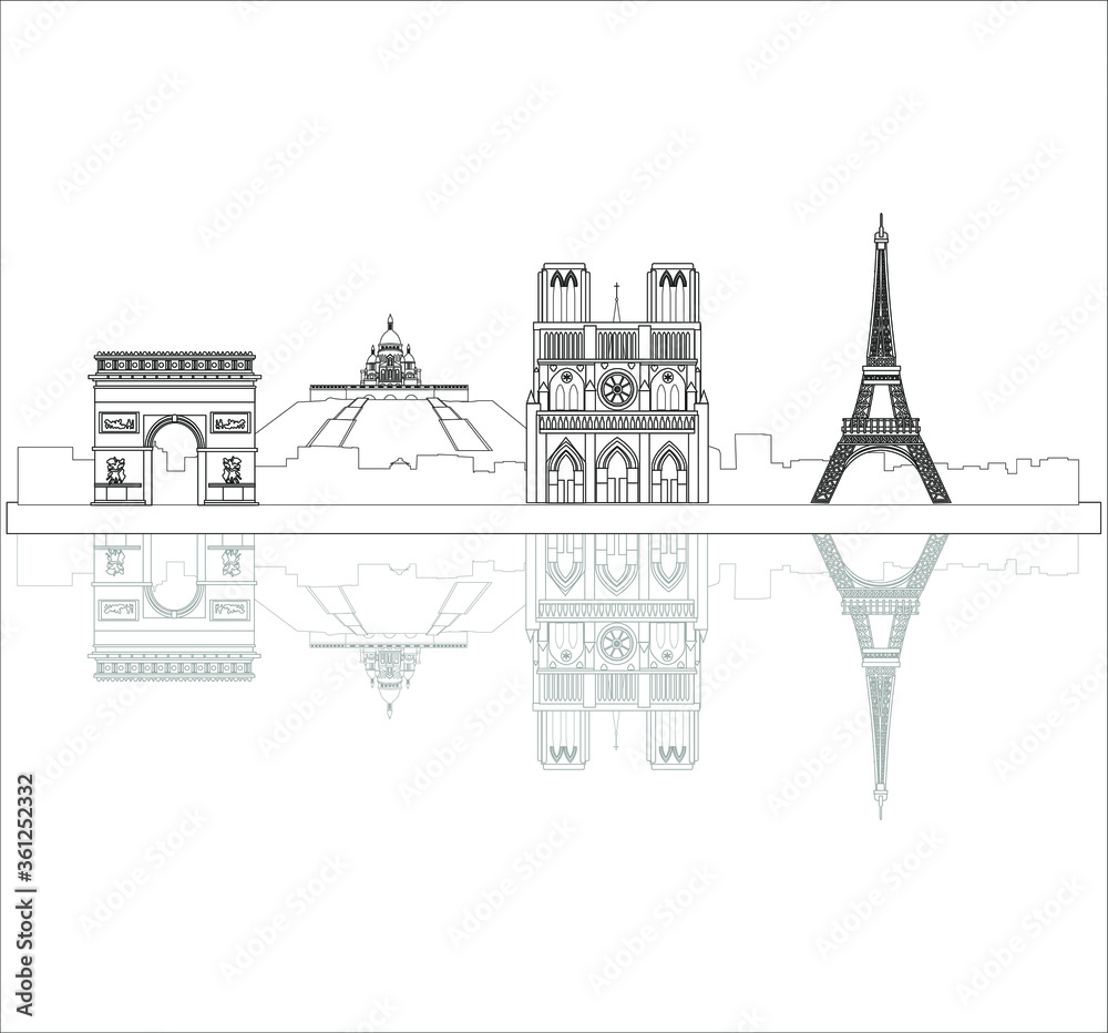 Paris city skyline in France. illustration for web and mobile design.