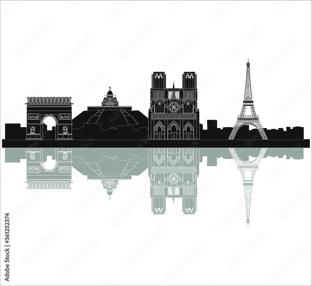 Paris city skyline in France. illustration for web and mobile design.