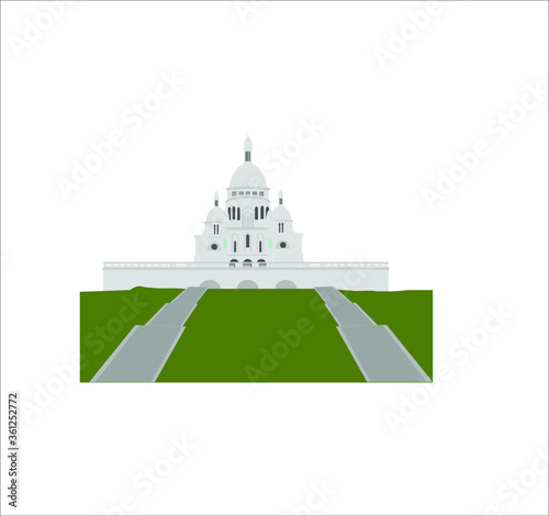 Basilica of the Sacred Heart of Paris in France. illustration for web and mobile design.