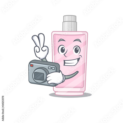 a proficient photographer perfume cartoon design concept working with camera