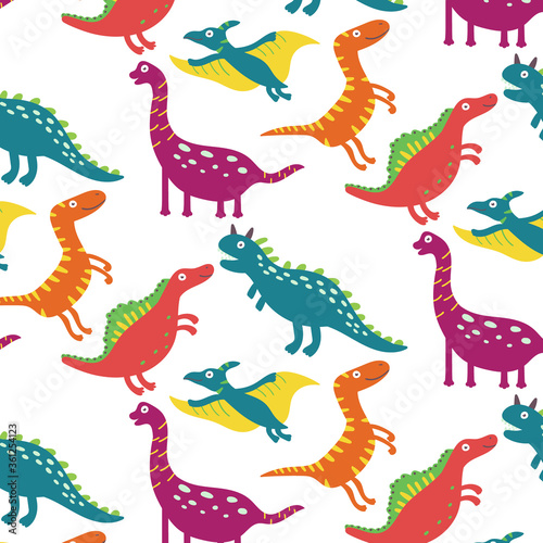 Fun dinosaur seamless pattern. Vector pattern