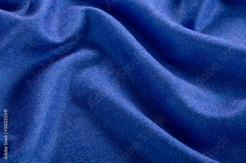 Cashmere texture. Textile blue background close-up.
