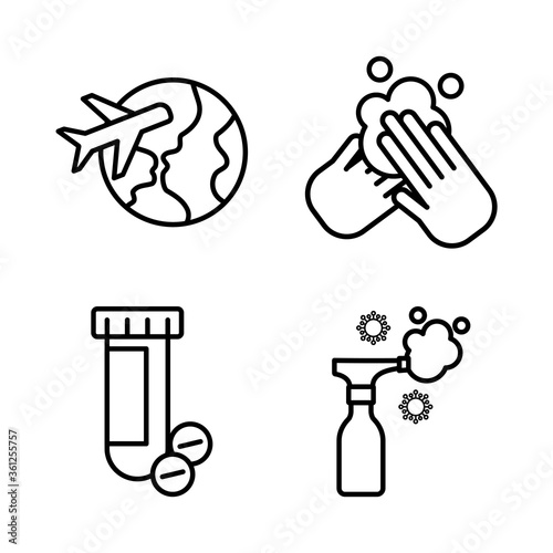 set of icons coronavirus protection, protective measures, coronavirus symptoms