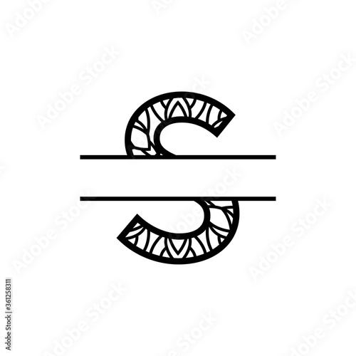 Initial s split monogram mandala vector design template illustration