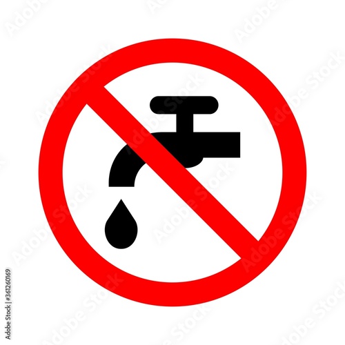 Vector symbol of prohibition of wasting water. Symbol to close the water faucet.