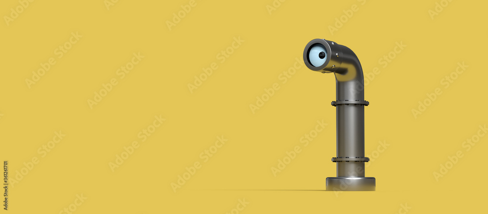périscope qui surveille l'observateur sur fond jaune