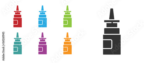Black Bottle nasal spray icon isolated on white background. Set icons colorful. Vector Illustration.