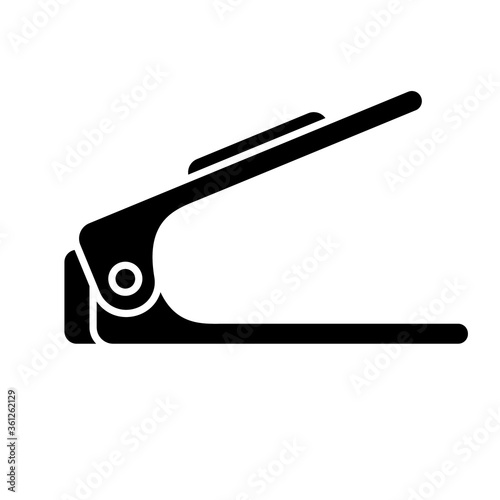 Silhouette plastic shoe holder. Outline logo of display or stand to save space in wardrobe. Illustration of organizer slipper rack. Flat isolated vector on white background. Open storage shoebox icon
