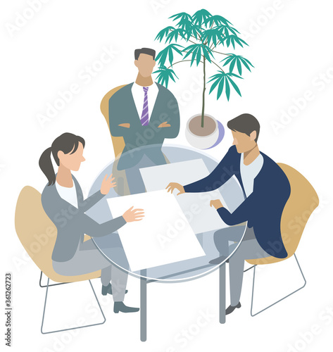 社内会議を行う3人-設計