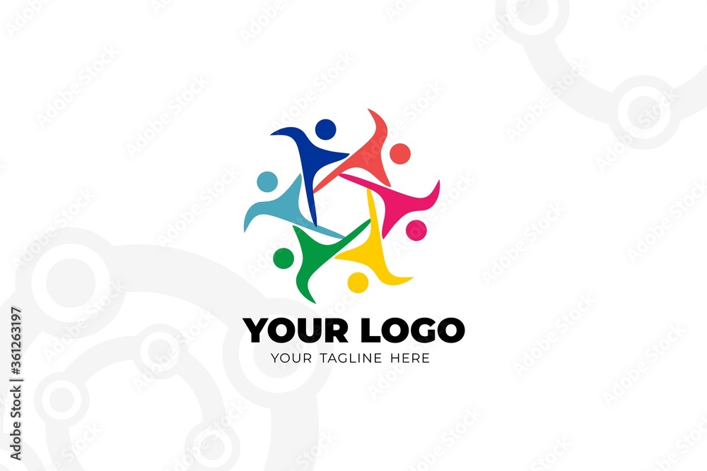 Fototapeta premium Colorful Isolated Teamwork Logo Template