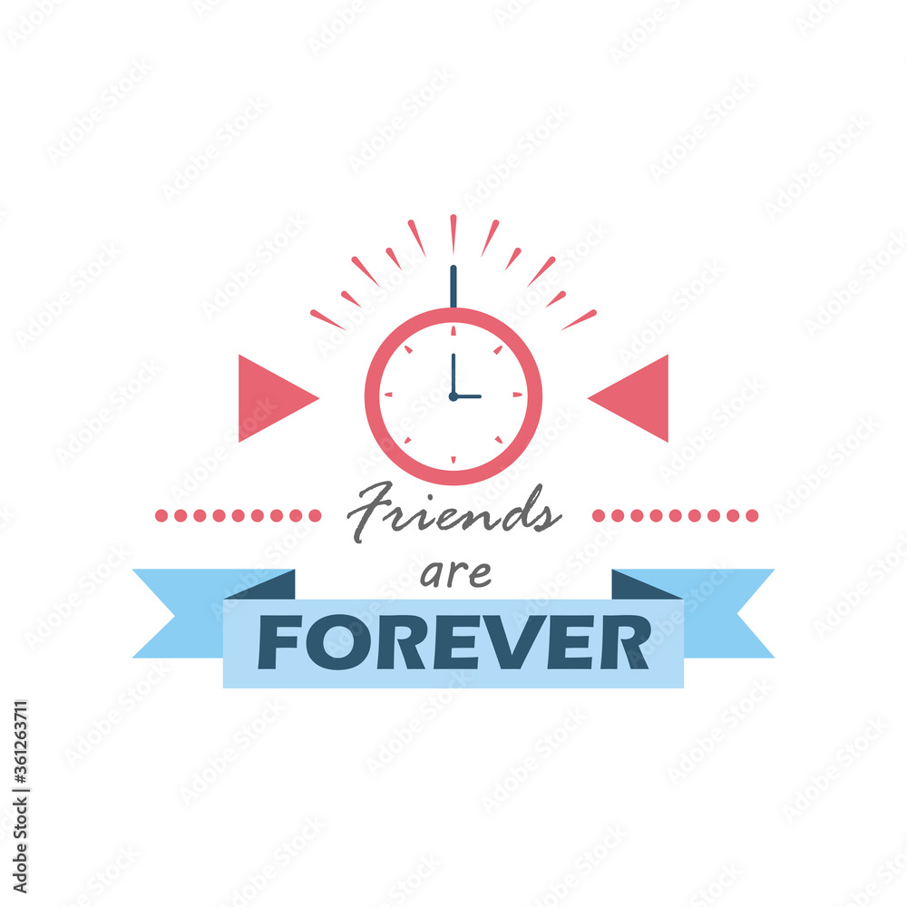 friends are forever with clock detailed style icon vector design friends are forever with clock detailed style icon vector design