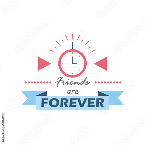 friends are forever with clock detailed style icon vector design