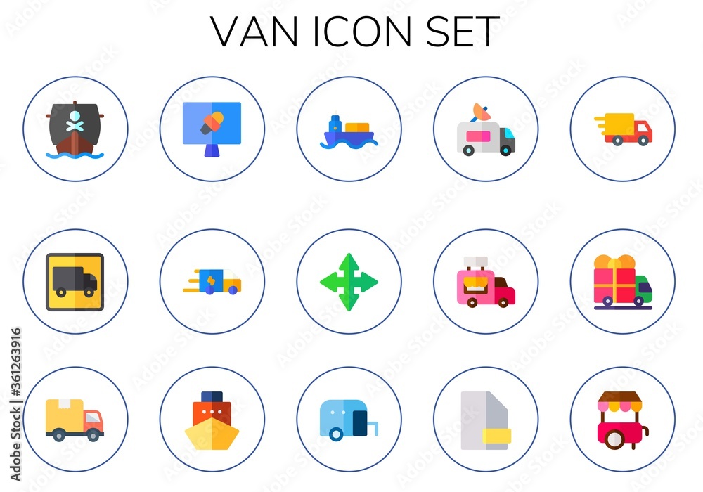Modern Simple Set of van Vector flat Icons