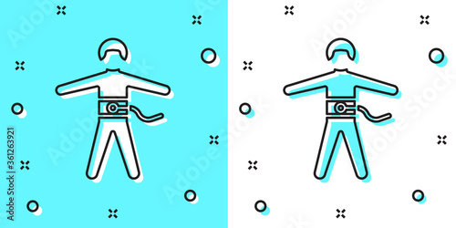 Black line Bungee jumping icon isolated on green and white background. Random dynamic shapes. Vector Illustration.