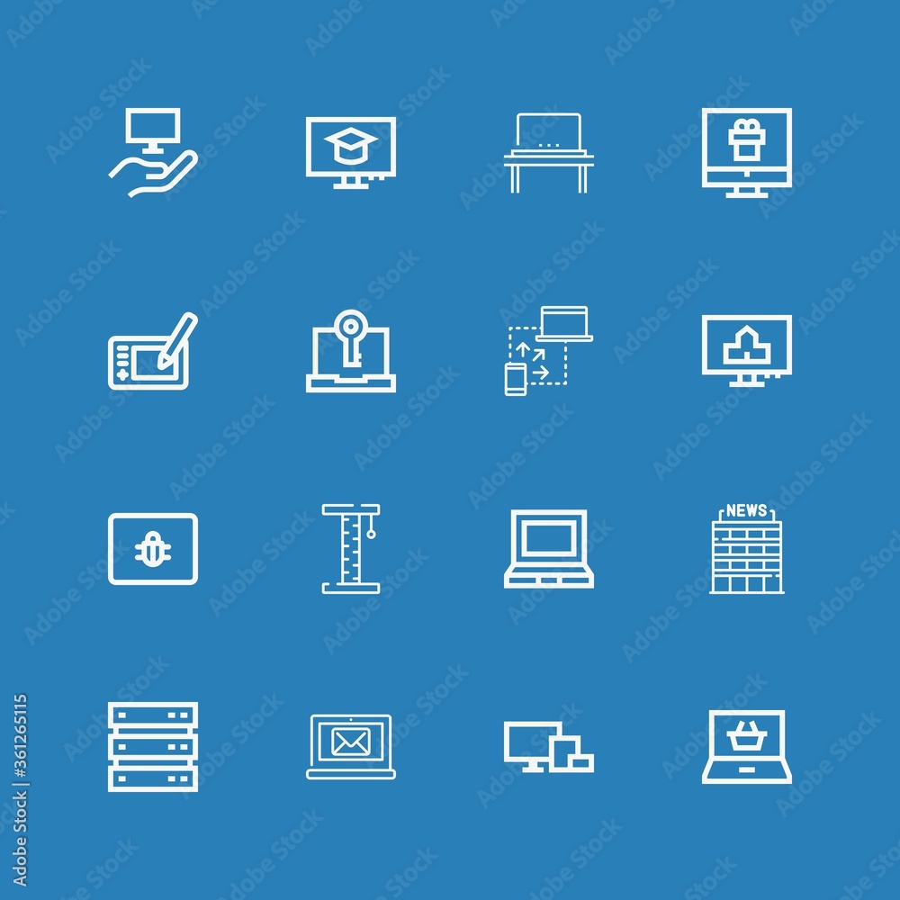 Editable 16 laptop icons for web and mobile